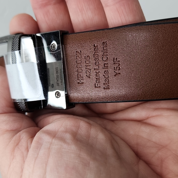 PERRY ELLIS POTFOLIO MEN'S REVERSIBLE BELT, BLACK & BROWN, SIZE 42 - Picture 6 of 10